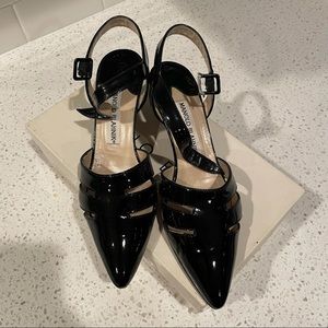 Manolo Patent leather kitten heel